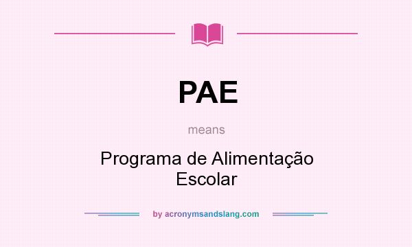 What does PAE mean? It stands for Programa de Alimentação Escolar