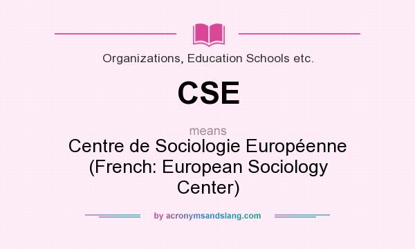 What does CSE mean? It stands for Centre de Sociologie Européenne (French: European Sociology Center)