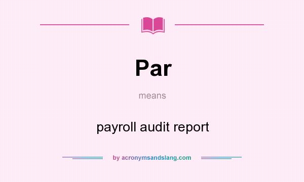 What does Par mean? It stands for payroll audit report
