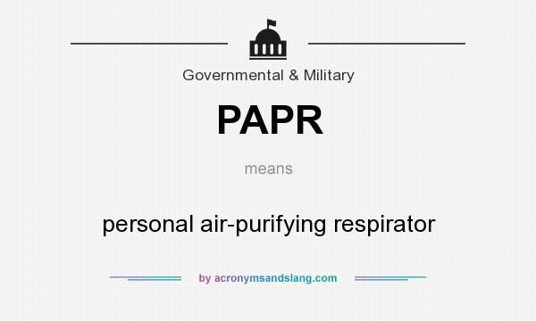 What does PAPR mean? It stands for personal air-purifying respirator