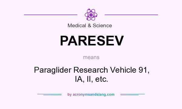 What does PARESEV mean? It stands for Paraglider Research Vehicle 91, IA, II, etc.