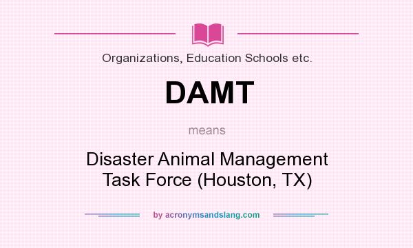 What does DAMT mean? It stands for Disaster Animal Management Task Force (Houston, TX)