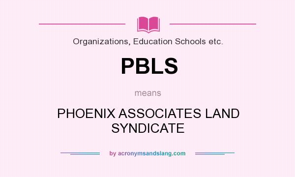 What does PBLS mean? It stands for PHOENIX ASSOCIATES LAND SYNDICATE