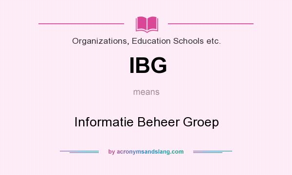 What does IBG mean? It stands for Informatie Beheer Groep