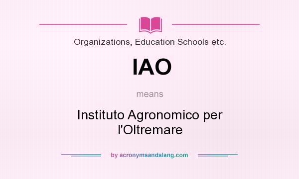 What does IAO mean? It stands for Instituto Agronomico per l`Oltremare