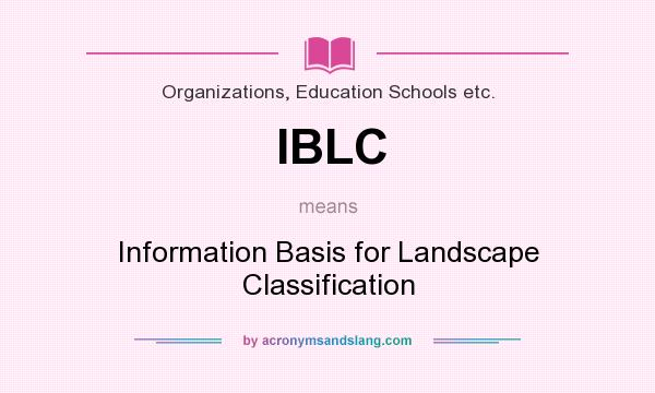 What does IBLC mean? It stands for Information Basis for Landscape Classification