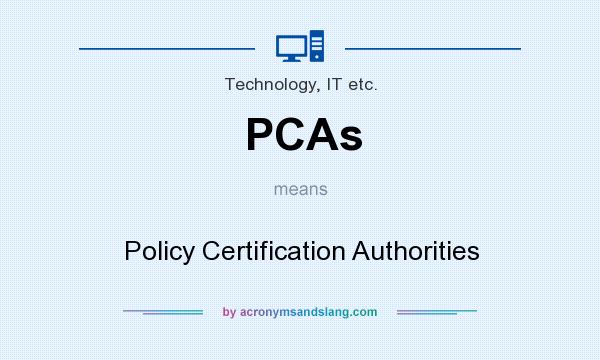 What does PCAs mean? It stands for Policy Certification Authorities