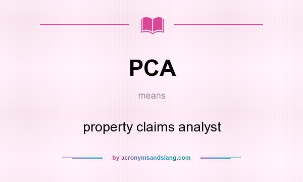 What does PCA mean? It stands for property claims analyst