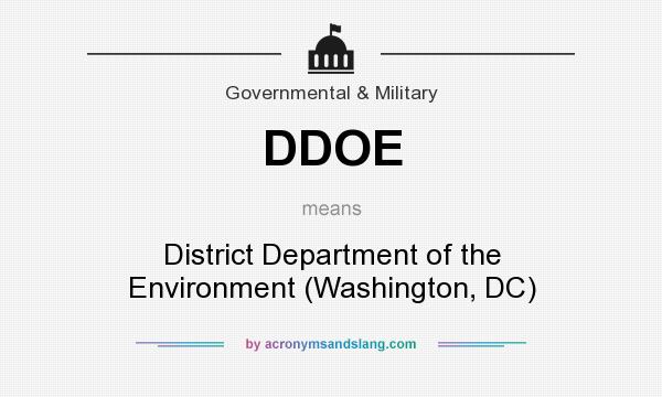 What does DDOE mean? It stands for District Department of the Environment (Washington, DC)