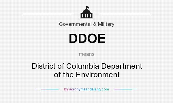 What does DDOE mean? It stands for District of Columbia Department of the Environment