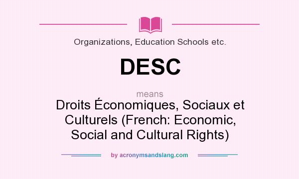 What does DESC mean? It stands for Droits Économiques, Sociaux et Culturels (French: Economic, Social and Cultural Rights)
