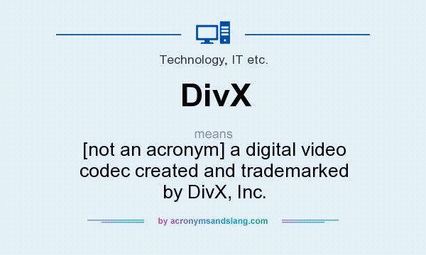 What does DivX mean? It stands for [not an acronym] a digital video codec created and trademarked by DivX, Inc.