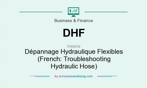 What does DHF mean? It stands for Dépannage Hydraulique Flexibles (French: Troubleshooting Hydraulic Hose)