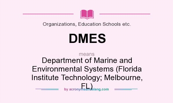 What does DMES mean? It stands for Department of Marine and Environmental Systems (Florida Institute Technology; Melbourne, FL)
