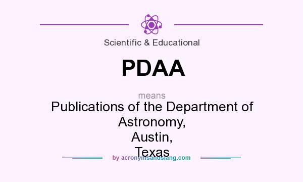 What does PDAA mean? It stands for Publications of the Department of Astronomy, Austin, Texas
