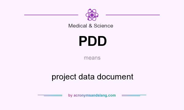What does PDD mean? It stands for project data document