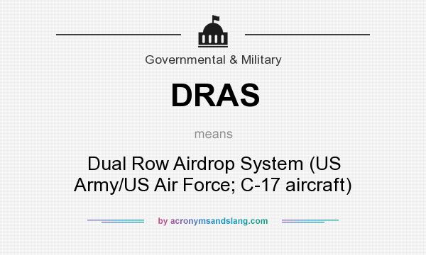 What does DRAS mean? It stands for Dual Row Airdrop System (US Army/US Air Force; C-17 aircraft)
