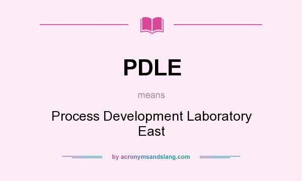 What does PDLE mean? It stands for Process Development Laboratory East