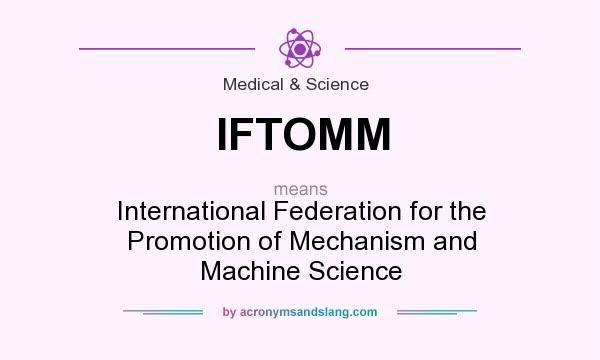 What does IFTOMM mean? It stands for International Federation for the Promotion of Mechanism and Machine Science