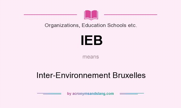 What does IEB mean? It stands for Inter-Environnement Bruxelles