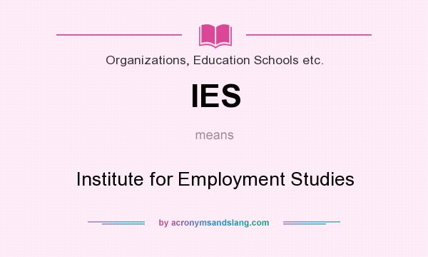 What does IES mean? It stands for Institute for Employment Studies