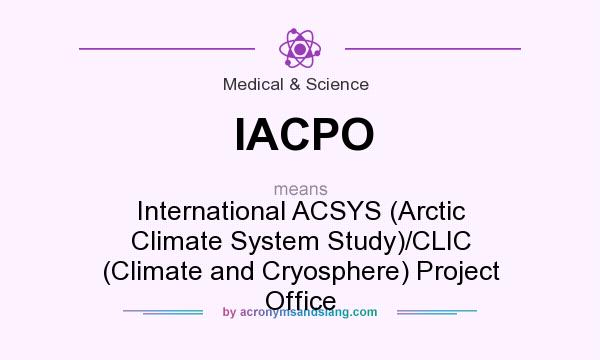What does IACPO mean? It stands for International ACSYS (Arctic Climate System Study)/CLIC (Climate and Cryosphere) Project Office
