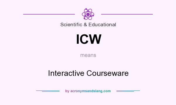 What does ICW mean? It stands for Interactive Courseware
