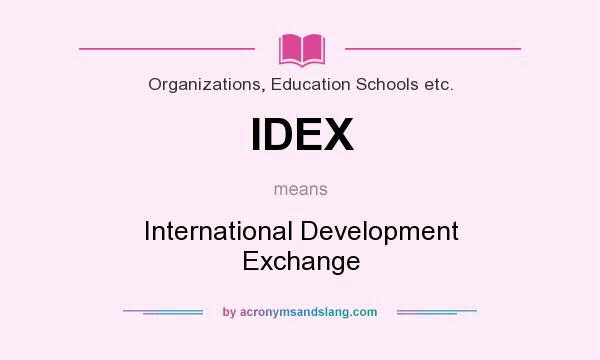 What does IDEX mean? It stands for International Development Exchange