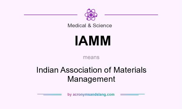 What does IAMM mean? It stands for Indian Association of Materials Management