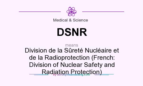What does DSNR mean? It stands for Division de la Sûreté Nucléaire et de la Radioprotection (French: Division of Nuclear Safety and Radiation Protection)