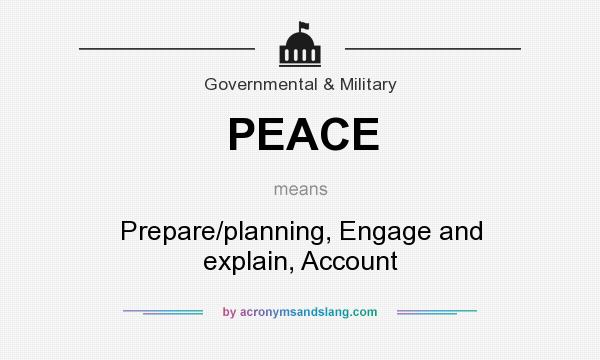 What does PEACE mean? It stands for Prepare/planning, Engage and explain, Account