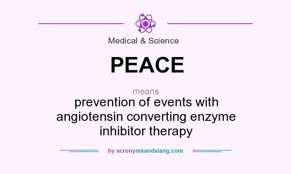 What does PEACE mean? It stands for prevention of events with angiotensin converting enzyme inhibitor therapy