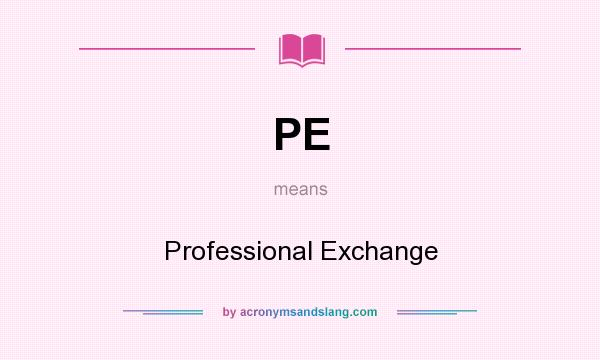 What does PE mean? It stands for Professional Exchange