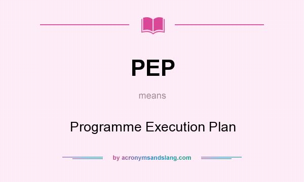 What does PEP mean? It stands for Programme Execution Plan