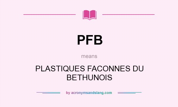 What does PFB mean? It stands for PLASTIQUES FACONNES DU BETHUNOIS