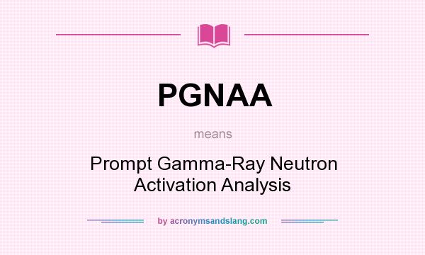 What does PGNAA mean? It stands for Prompt Gamma-Ray Neutron Activation Analysis