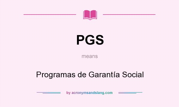 What does PGS mean? It stands for Programas de Garantía Social