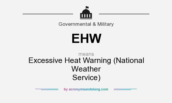 What does EHW mean? It stands for Excessive Heat Warning (National Weather Service)