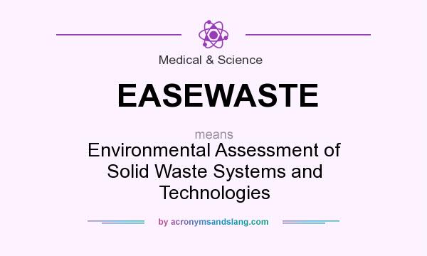 What does EASEWASTE mean? It stands for Environmental Assessment of Solid Waste Systems and Technologies
