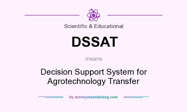 What does DSSAT mean? It stands for Decision Support System for Agrotechnology Transfer