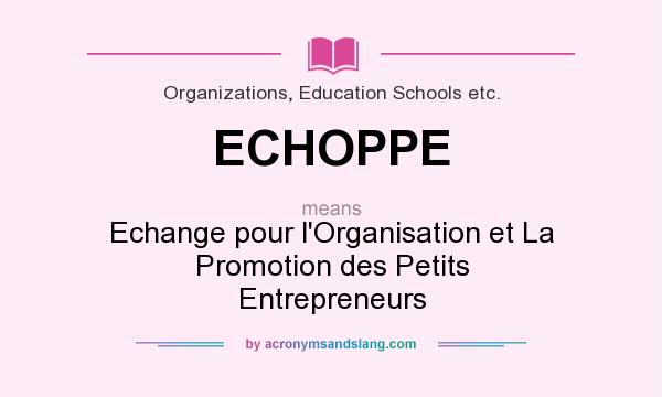 What does ECHOPPE mean? It stands for Echange pour l`Organisation et La Promotion des Petits Entrepreneurs
