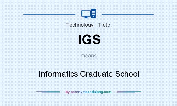 What does IGS mean? It stands for Informatics Graduate School