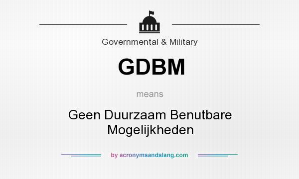 What does GDBM mean? It stands for Geen Duurzaam Benutbare Mogelijkheden
