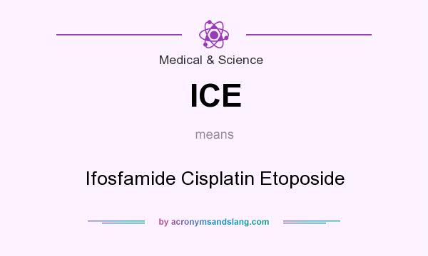 What does ICE mean? It stands for Ifosfamide Cisplatin Etoposide