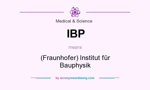 What does IBP mean? It stands for (Fraunhofer) Institut für Bauphysik