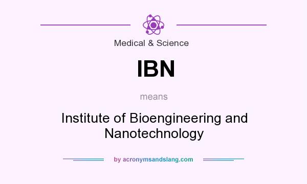 What does IBN mean? It stands for Institute of Bioengineering and Nanotechnology