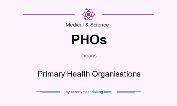 What does PHOs mean? It stands for Primary Health Organisations