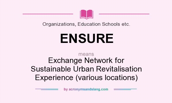 What does ENSURE mean? It stands for Exchange Network for Sustainable Urban Revitalisation Experience (various locations)