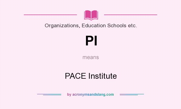 What does PI mean? It stands for PACE Institute