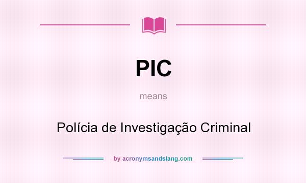What does PIC mean? It stands for Polícia de Investigação Criminal